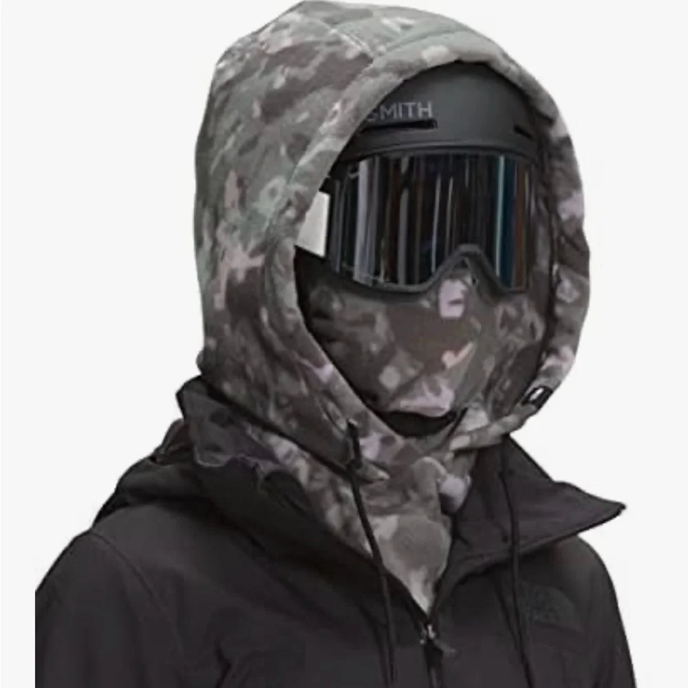 THE NORTH FACE' Whimzy Powder Hooded Fleece Neck Gaiter scattershot gray camo